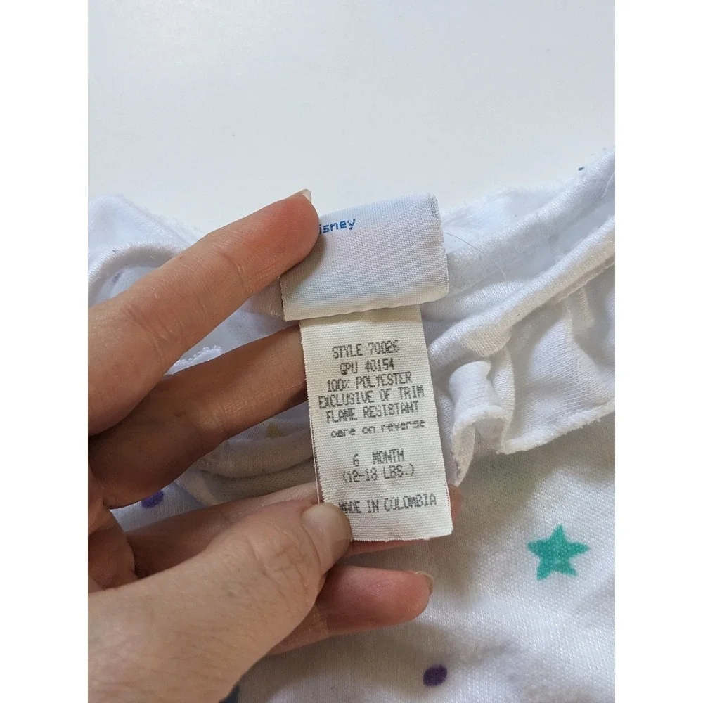 Vintage 90s Disney Pooh Eeyore Star Print Footed Sleeper One Piece White 6 Month